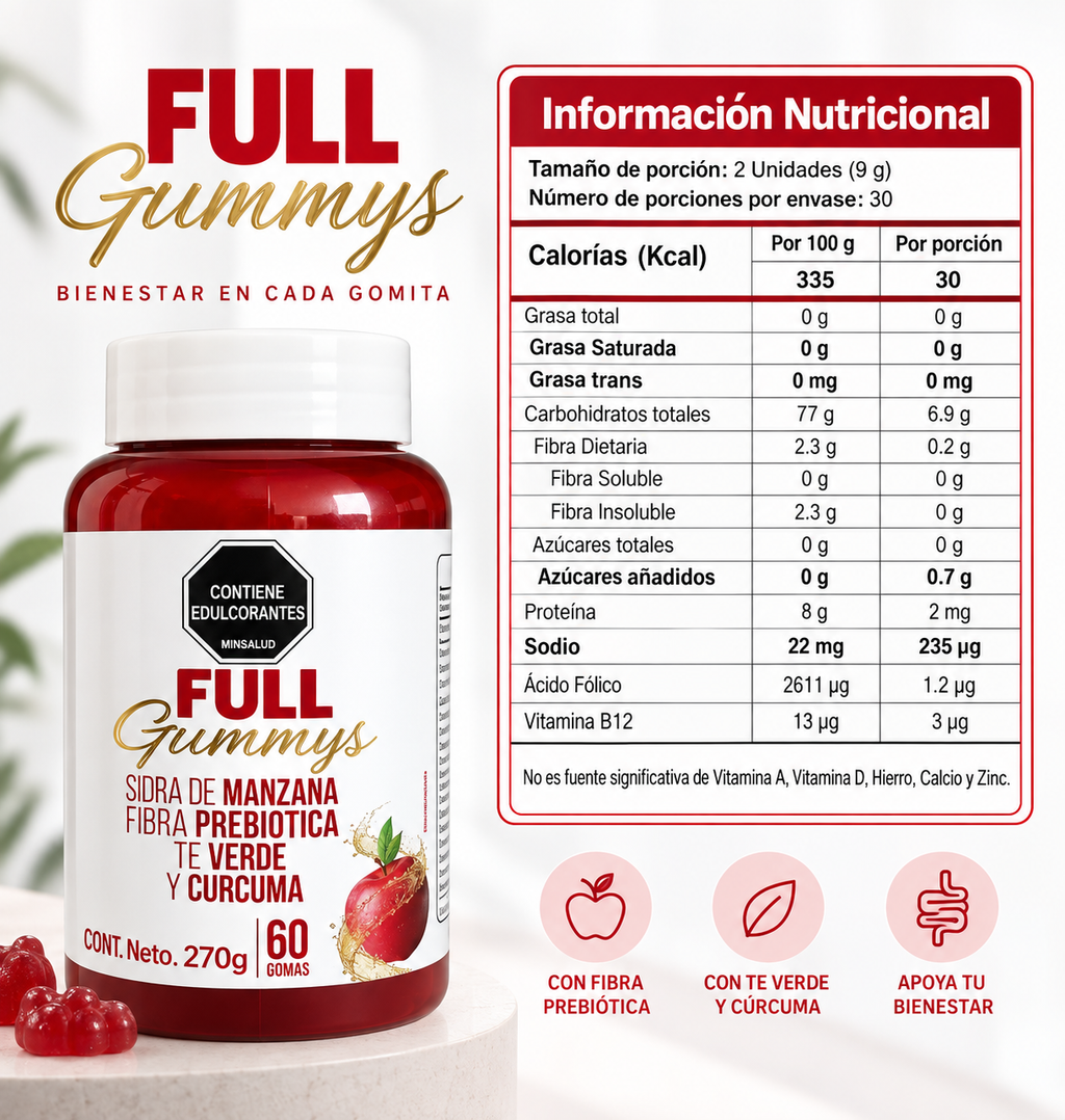 Full Gummys – Gomitas de Manzana y Cúrcuma